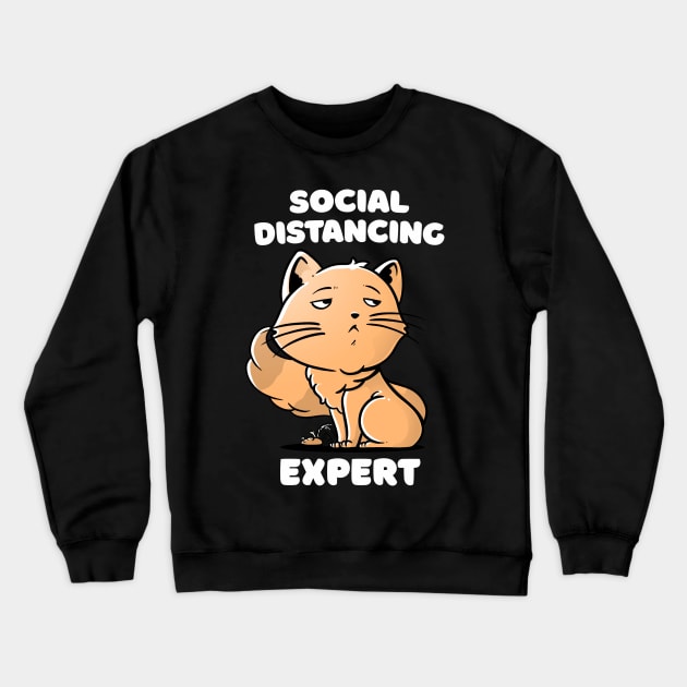 Social Distancing Expert Cute Snob Cat Gift Crewneck Sweatshirt by eduely